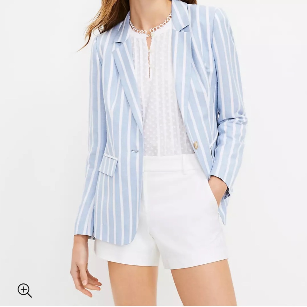 Loft linen blend Blue Striped Blazer